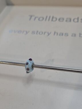 Trollbeads Pale Blue Glass Bead with Purple Dot Accents